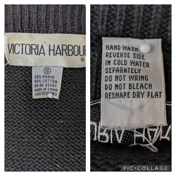 Victoria Harbour Black Sweater Pearl Beaded Embellished Shoulder Pads Size S - Picture 8 of 8